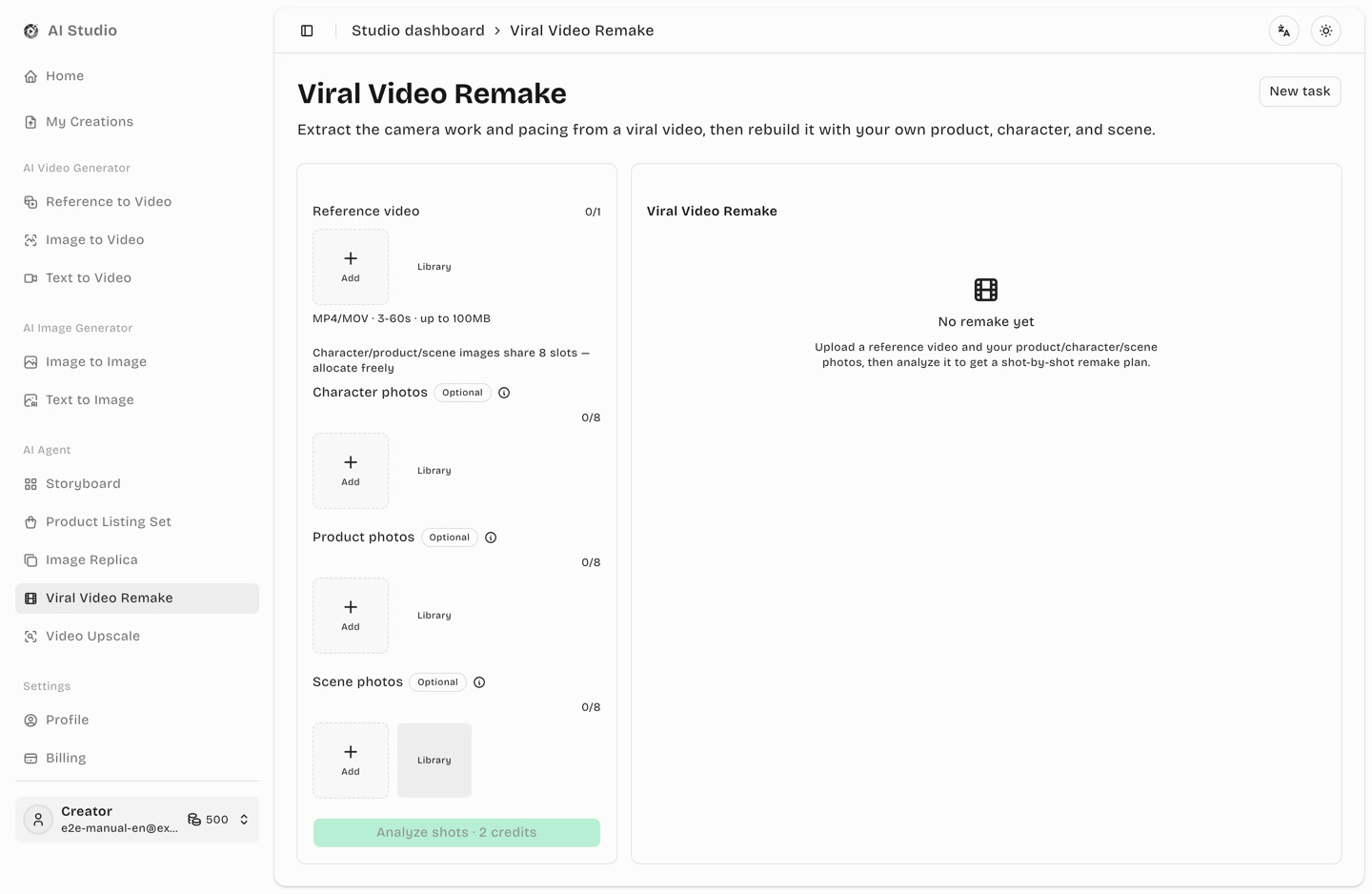 Viral Video Remake workspace